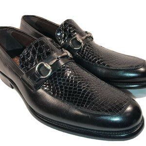 Mezlan Men Black Crocodile Vamp Shoe Size 9.5 M